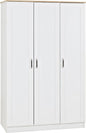 Portland 3 Door Wardrobe in White with Oak Effect Finish