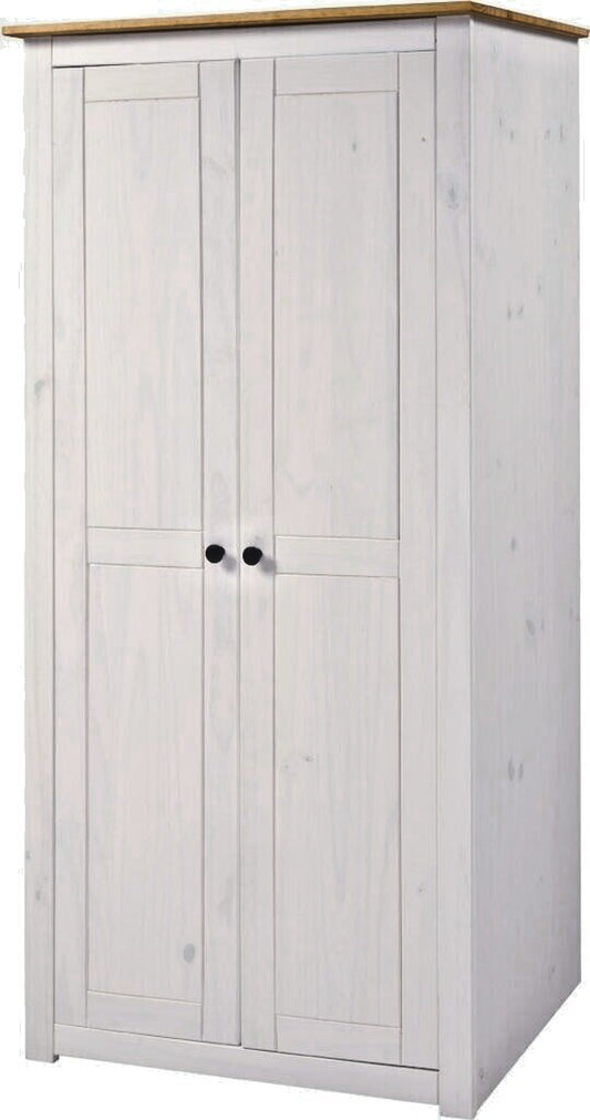 Panama 2 Door Wardrobe in Whitewash and Natural Wax Finish